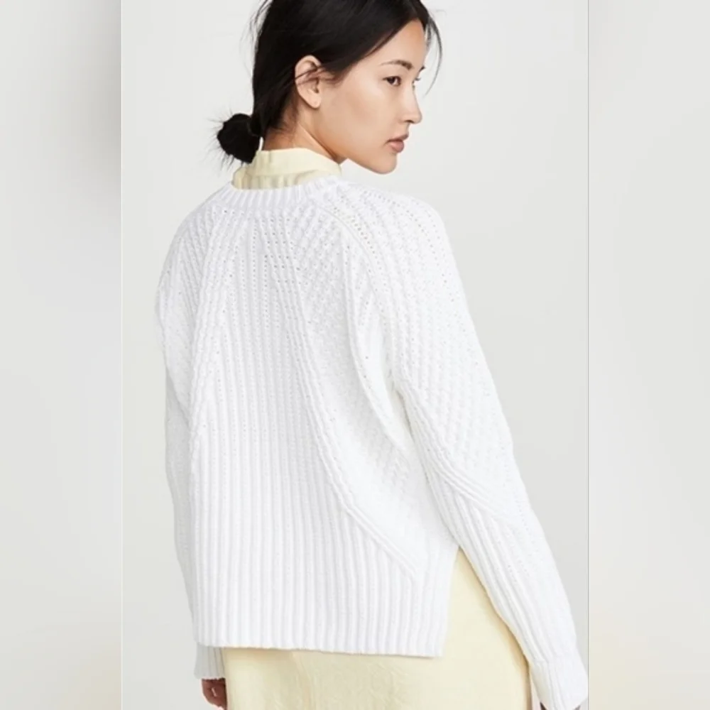 Vince Mixed Rib Crewneck Sweater Optic White XXSmall